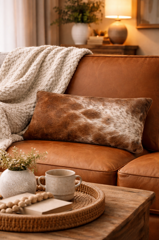 African Animal Hide Cushion - 42cm x 22cm